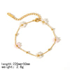 Simple Style Flower Stainless Steel Polishing Plating 18k Gold Plated Bracelets Anklet Necklace