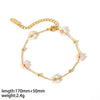 Simple Style Flower Stainless Steel Polishing Plating 18k Gold Plated Bracelets Anklet Necklace