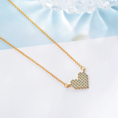 Simple Style Heart Shape Copper Inlay Zircon Pendant Necklace