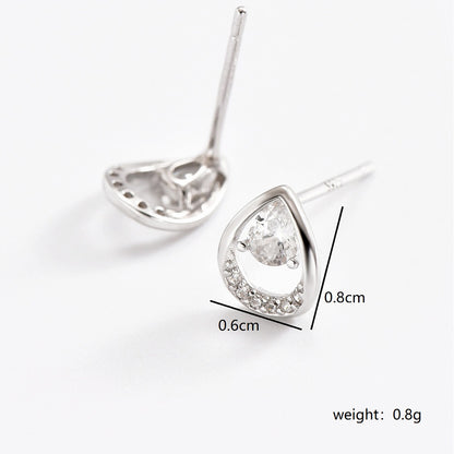 1 Pair Simple Style Oval Water Droplets Crown Sterling Silver Earrings