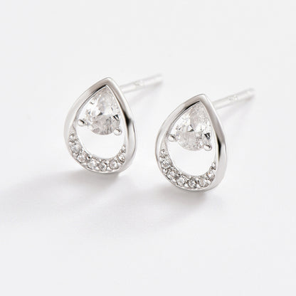 1 Pair Simple Style Oval Water Droplets Crown Sterling Silver Earrings