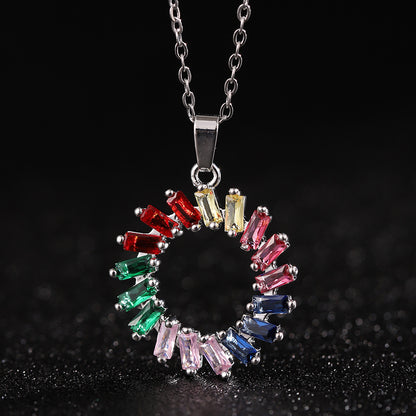 Simple Style Solid Color Copper Inlay Zircon Pendant Necklace