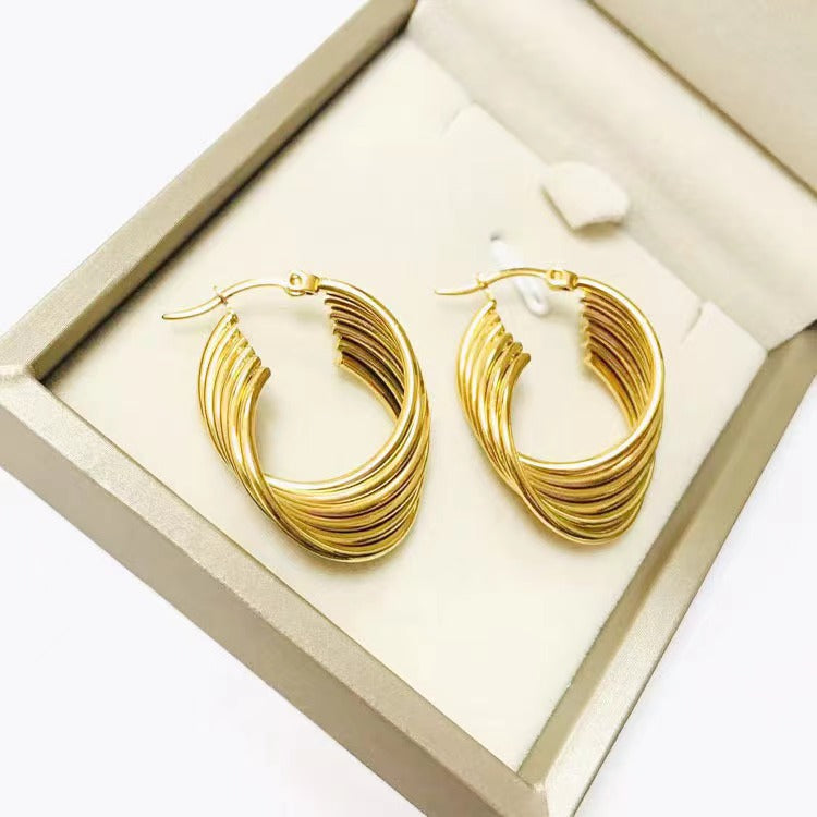 1 Pair Lady U Shape Plating Stainless Steel Gold Plated Earrings