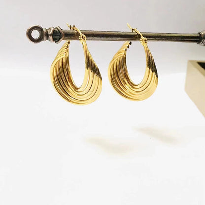 1 Pair Lady U Shape Plating Stainless Steel Gold Plated Earrings