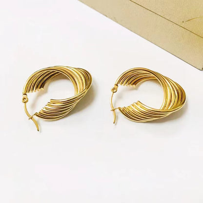 1 Pair Lady U Shape Plating Stainless Steel Gold Plated Earrings