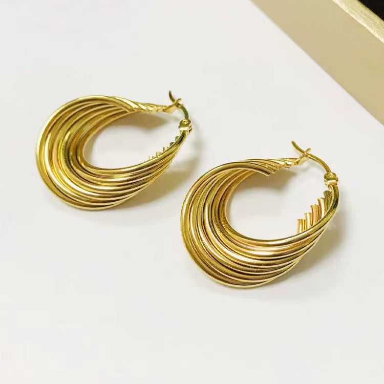 1 Pair Lady U Shape Plating Stainless Steel Gold Plated Earrings