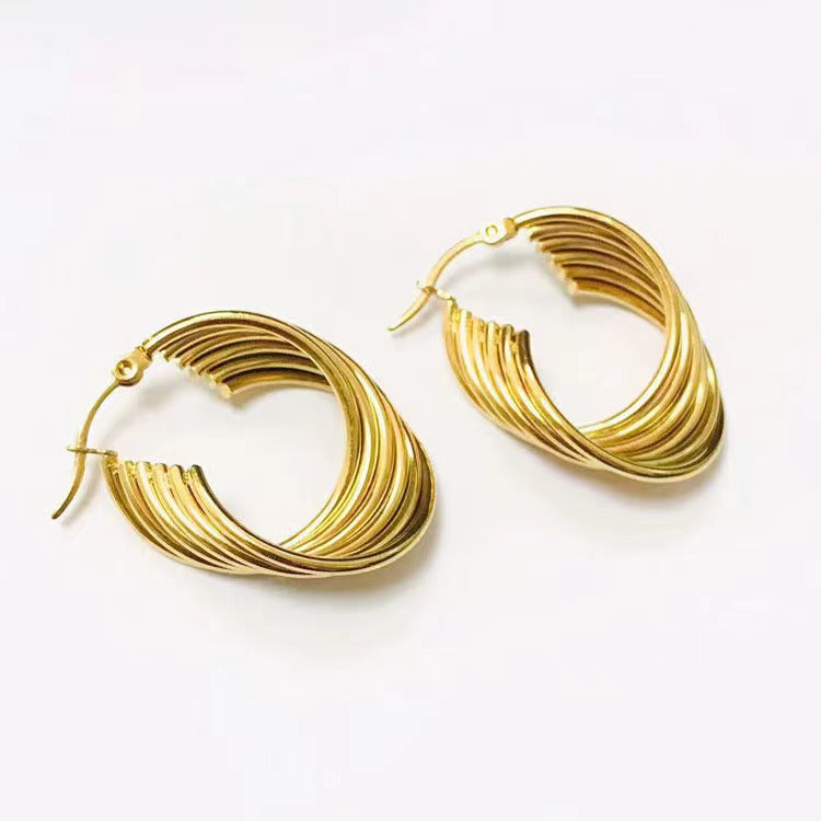 1 Pair Lady U Shape Plating Stainless Steel Gold Plated Earrings