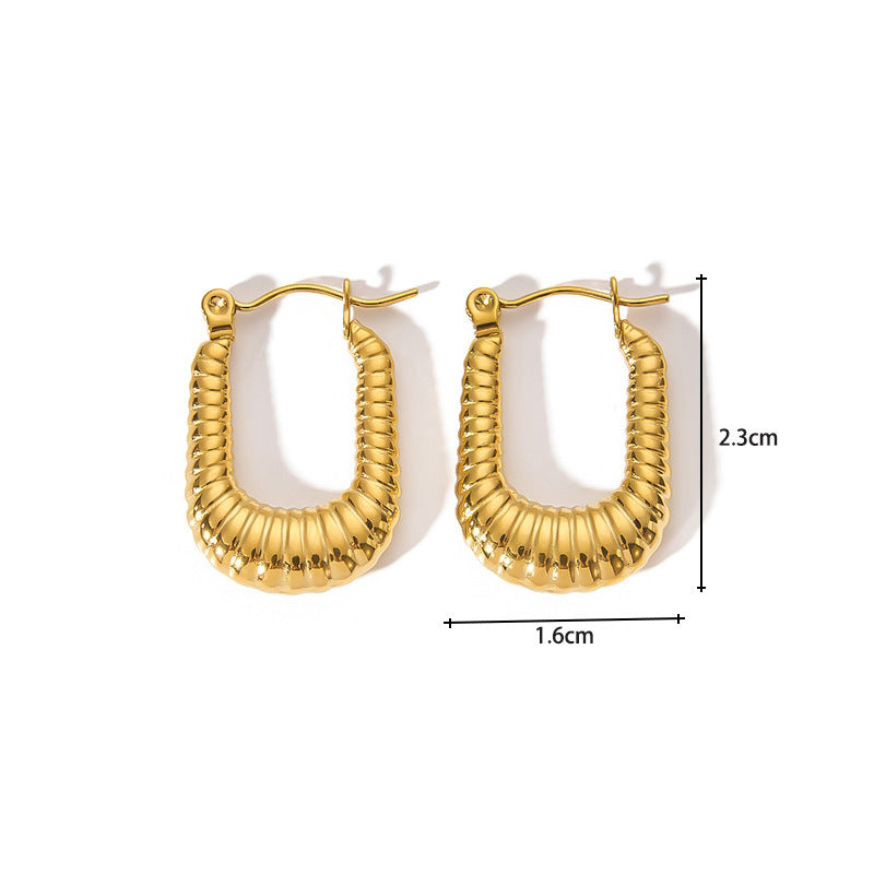 1 Pair Retro Geometric Titanium Steel Gold Plated Earrings