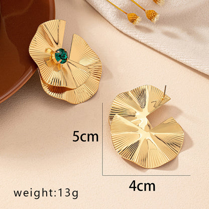 1 Pair Exaggerated Simple Style Irregular Geometric Plating Alloy Gem Ear Studs