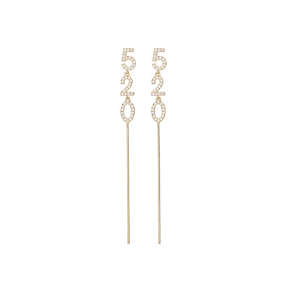 1 Pair Simple Style Number Inlay Copper Zircon Drop Earrings