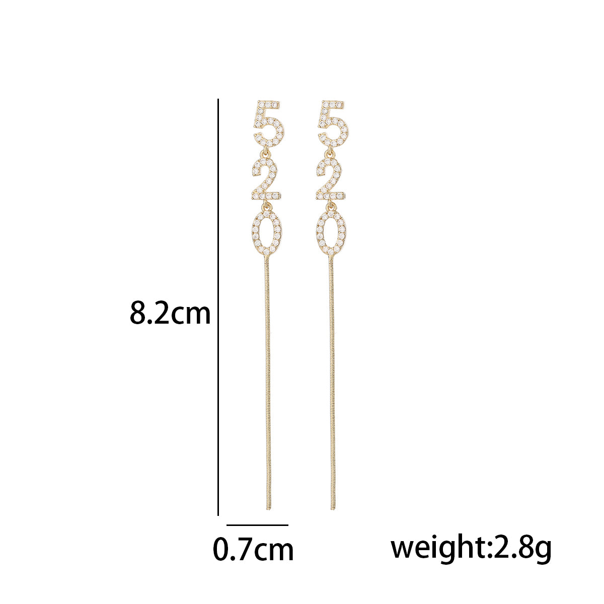 1 Pair Simple Style Number Inlay Copper Zircon Drop Earrings