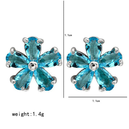 1 Pair Simple Style Flower Plating Inlay Copper Zircon White Gold Plated Ear Studs