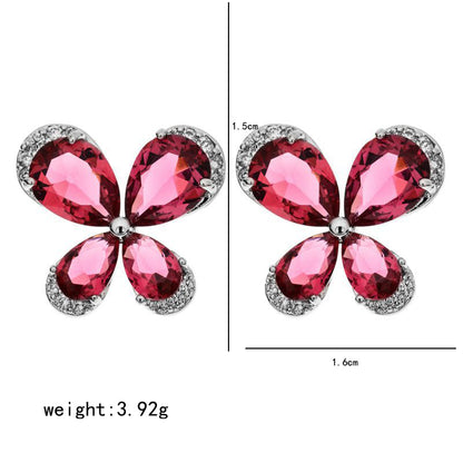 1 Pair Simple Style Butterfly Plating Inlay Copper Zircon White Gold Plated Ear Studs