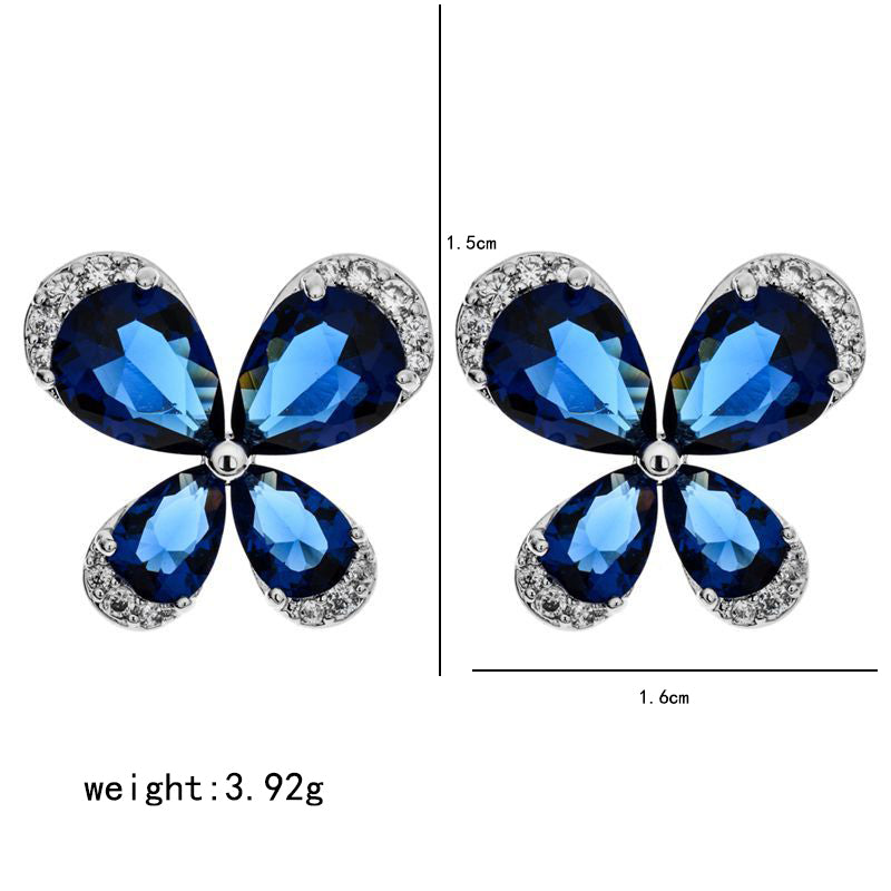 1 Pair Simple Style Butterfly Plating Inlay Copper Zircon White Gold Plated Ear Studs