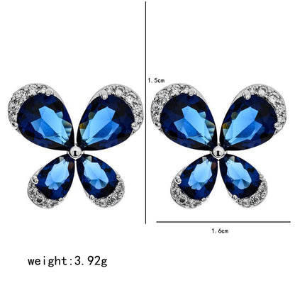 1 Pair Simple Style Butterfly Plating Inlay Copper Zircon White Gold Plated Ear Studs