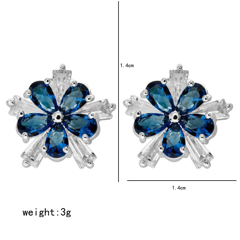 1 Pair Simple Style Classic Style Flower Plating Inlay Copper Zircon White Gold Plated Ear Studs