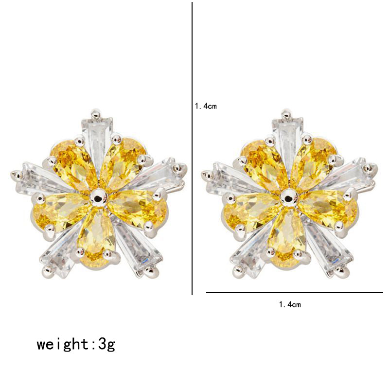 1 Pair Simple Style Classic Style Flower Plating Inlay Copper Zircon White Gold Plated Ear Studs