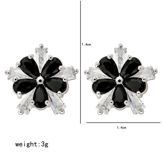 1 Pair Simple Style Classic Style Flower Plating Inlay Copper Zircon White Gold Plated Ear Studs