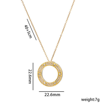 Classic Style Round Titanium Steel Pendant Necklace