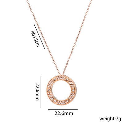 Classic Style Round Titanium Steel Pendant Necklace