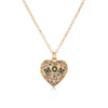 Simple Style Commute Heart Shape Copper Enamel Plating Inlay Zircon 18k Gold Plated Pendant Necklace