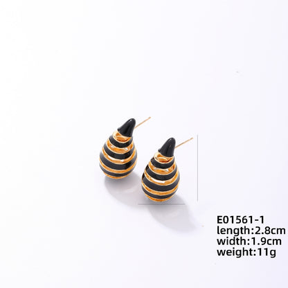 1 Pair Ig Style Retro Geometric Enamel Plating Copper Gold Plated Ear Studs