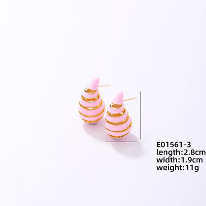 1 Pair Ig Style Retro Geometric Enamel Plating Copper Gold Plated Ear Studs