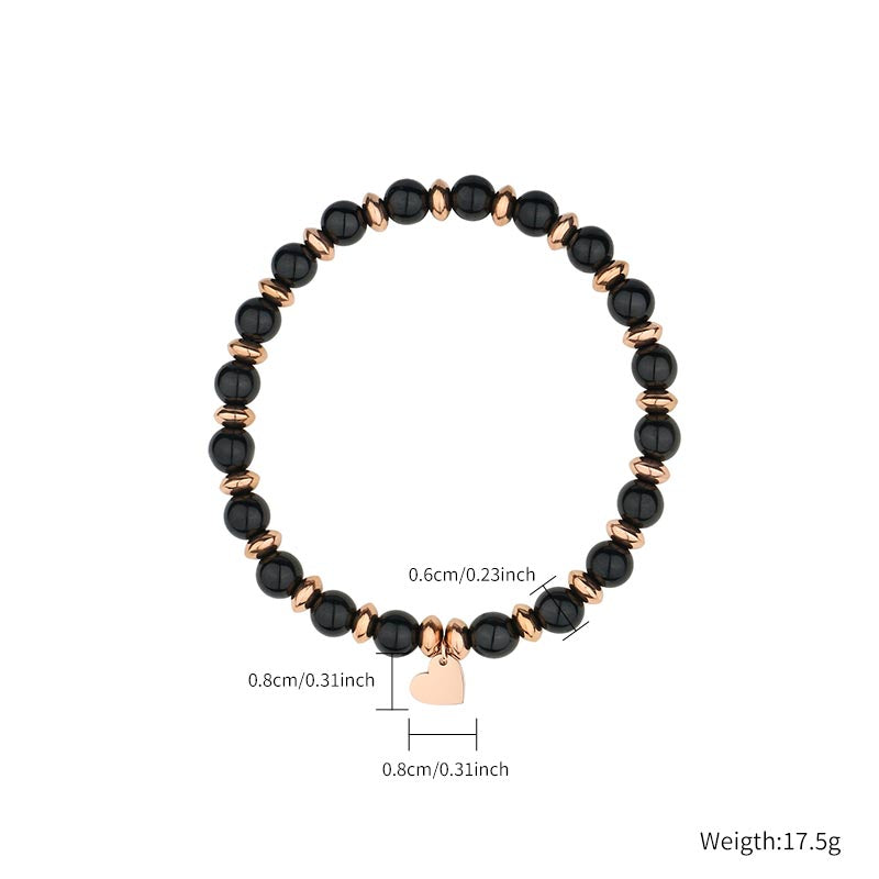 Casual Simple Style Color Block Stainless Steel Titanium Steel Beaded Plating Rose Gold Plated Bracelets