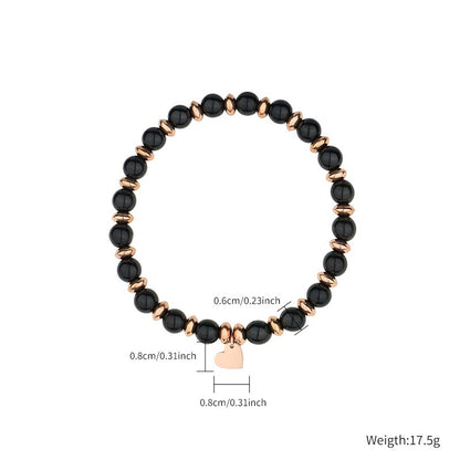 Casual Simple Style Color Block Stainless Steel Titanium Steel Beaded Plating Rose Gold Plated Bracelets