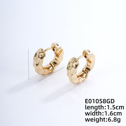 1 Pair Ig Style Round Irregular Plating Pleated Copper Earrings