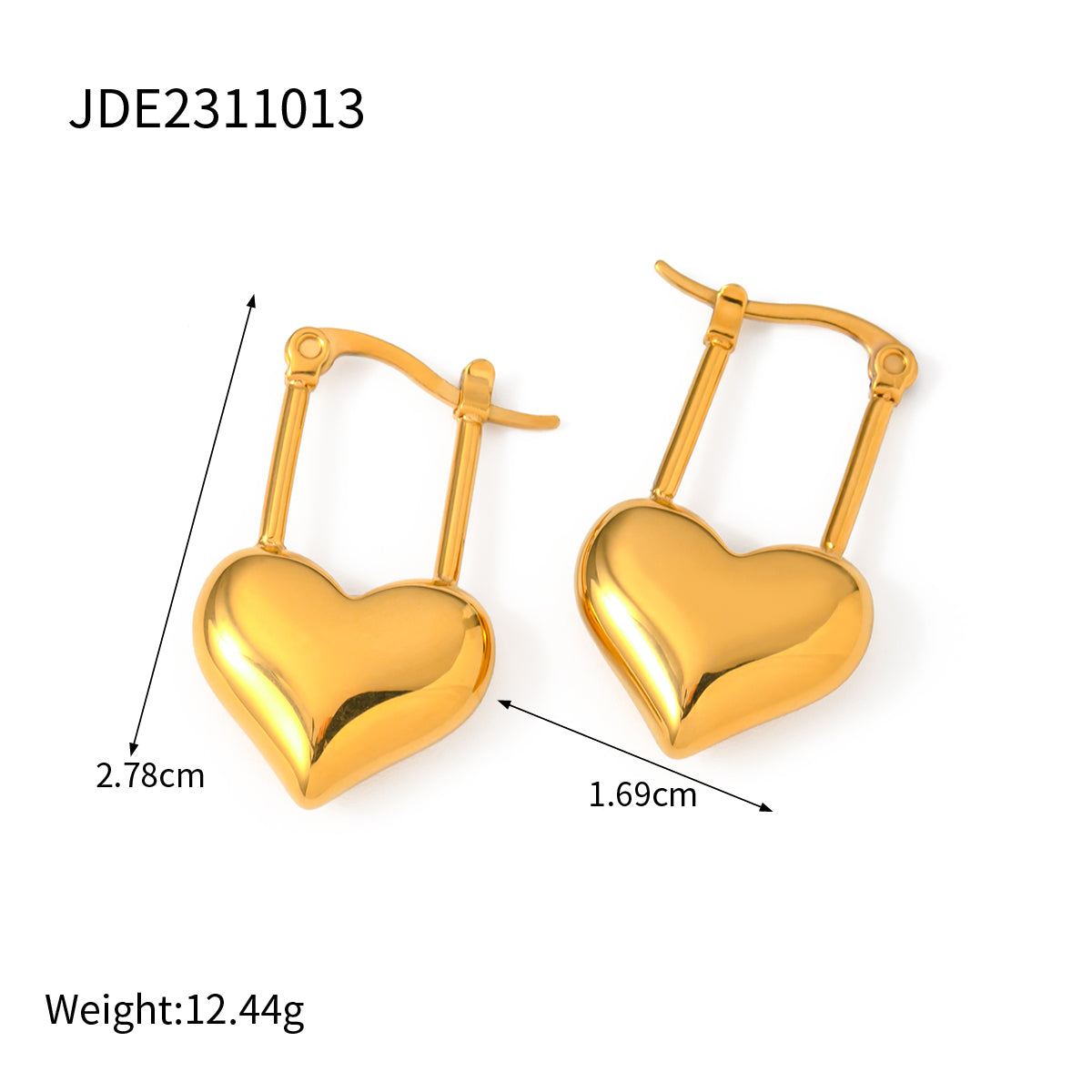 1 Pair Elegant Streetwear Heart Shape Plating Stainless Steel 18k Gold Plated Drop Earrings