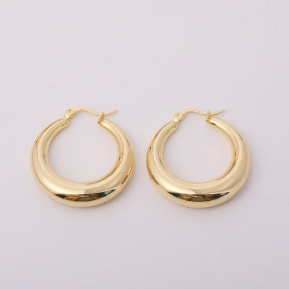 1 Pair Simple Style Round Plating Stainless Steel 18k Gold Plated Earrings