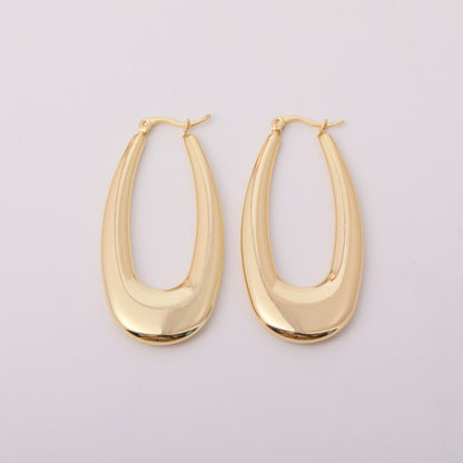 1 Pair Simple Style Round Plating Stainless Steel 18k Gold Plated Earrings