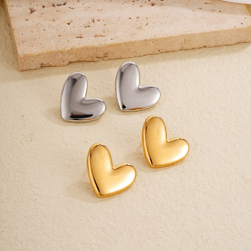 1 Pair Ig Style Simple Style Heart Shape Polishing Plating Copper Ear Studs