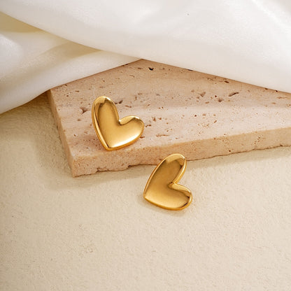 1 Pair Ig Style Simple Style Heart Shape Polishing Plating Copper Ear Studs