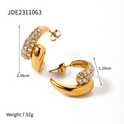 1 Pair Ig Style Solid Color Plating Inlay Stainless Steel 18k Gold Plated Earrings