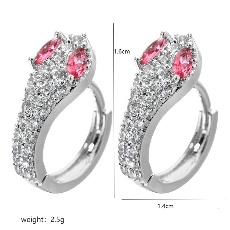 1 Pair Ig Style Snake Plating Copper Zircon White Gold Plated Huggie Earrings