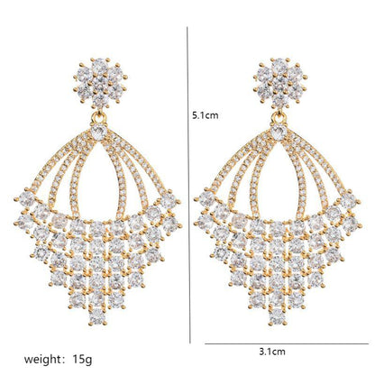 1 Pair Elegant Glam Geometric Plating Copper Zircon 18k Gold Plated White Gold Plated Drop Earrings