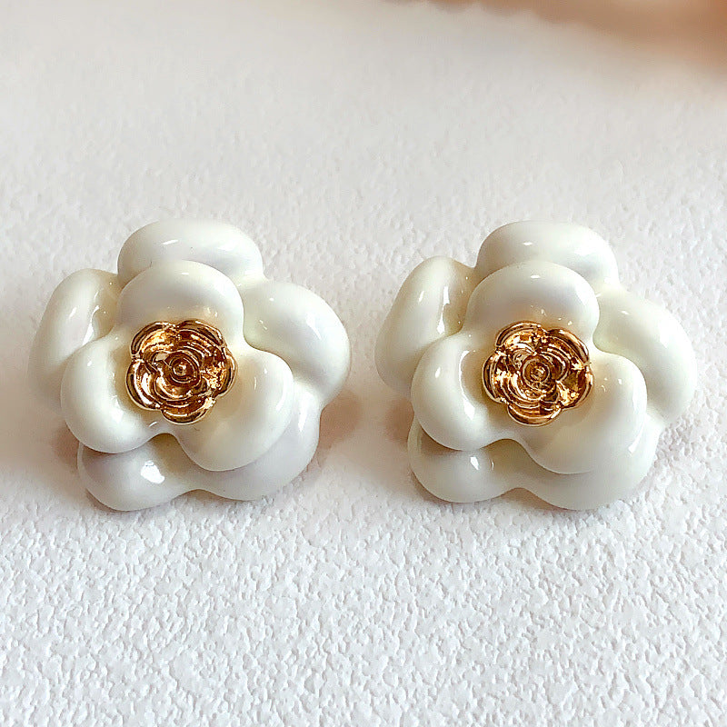 1 Pair Retro Flower Plating Alloy Ear Studs