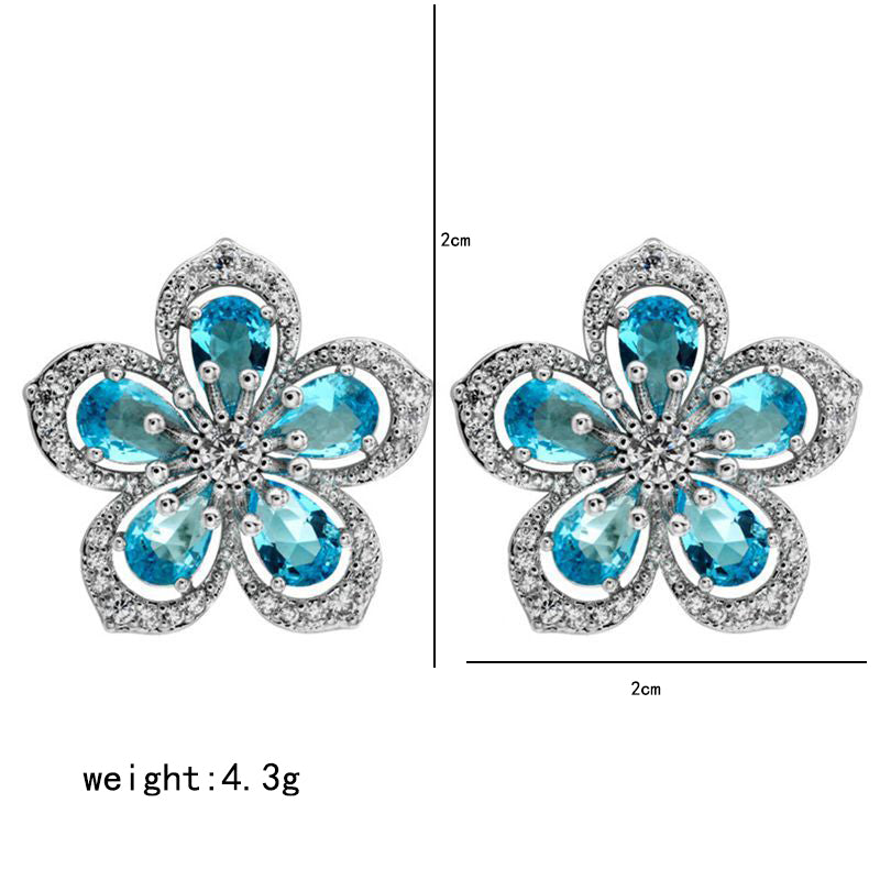 1 Pair Sweet Flower Plating Inlay Copper Zircon White Gold Plated Ear Studs