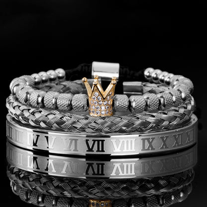 Glam Crown Stainless Steel Plating Inlay Zircon Bangle