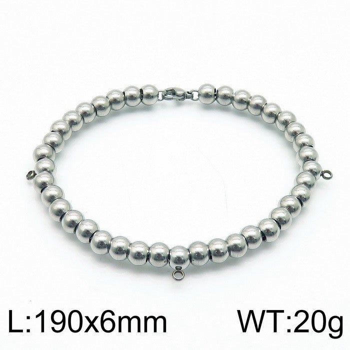 Classic Style Solid Color Stainless Steel Beaded Plating Bracelets