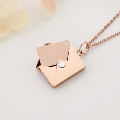 Simple Style Envelope Titanium Steel Polishing Pendant Necklace