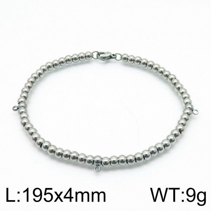 Classic Style Solid Color Stainless Steel Beaded Plating Bracelets