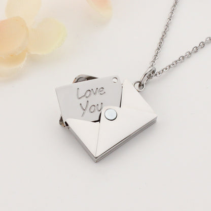 Simple Style Envelope Titanium Steel Polishing Pendant Necklace