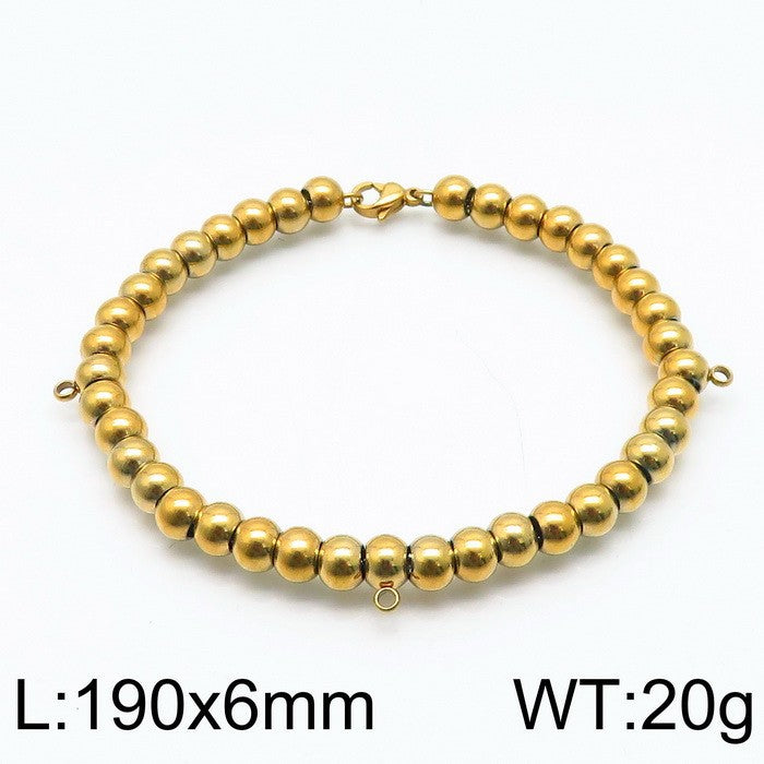 Classic Style Solid Color Stainless Steel Beaded Plating Bracelets