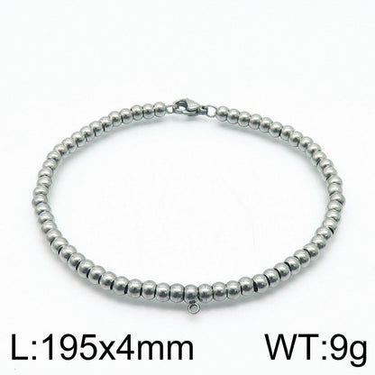 Classic Style Solid Color Stainless Steel Beaded Plating Bracelets