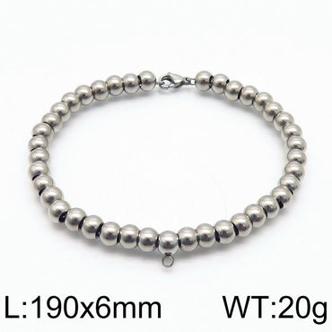 Classic Style Solid Color Stainless Steel Beaded Plating Bracelets