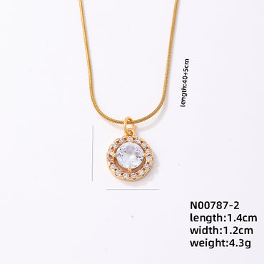 Ig Style Simple Style Snowflake Stainless Steel Copper Plating Inlay Zircon Gold Plated Pendant Necklace