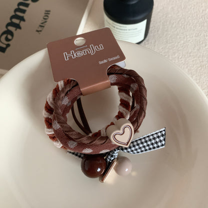 Women'S Korean Style Heart Shape Cloth Hair Tie